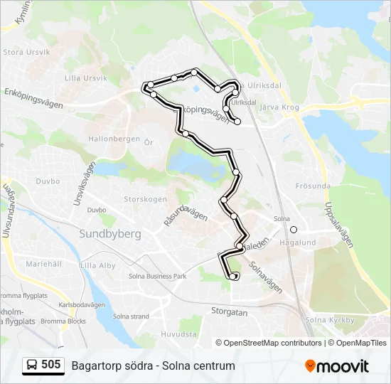 505 Bus Line Map