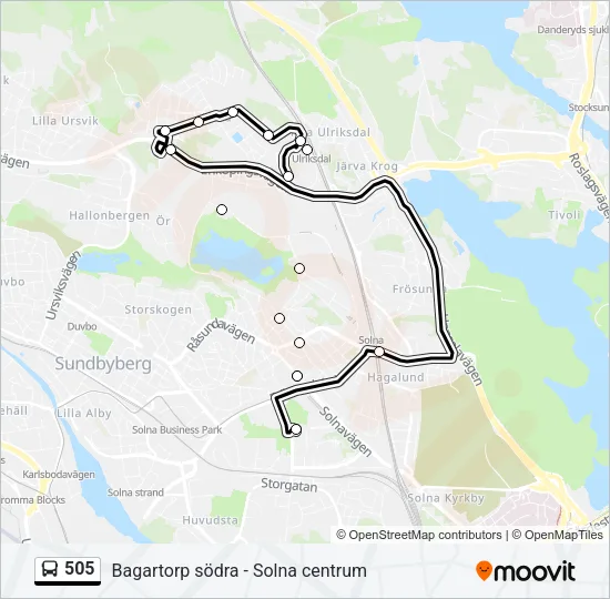 505 Bus Line Map