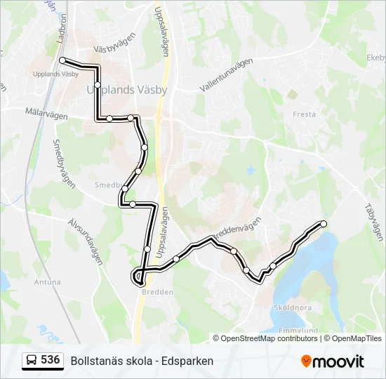 536 Bus Line Map