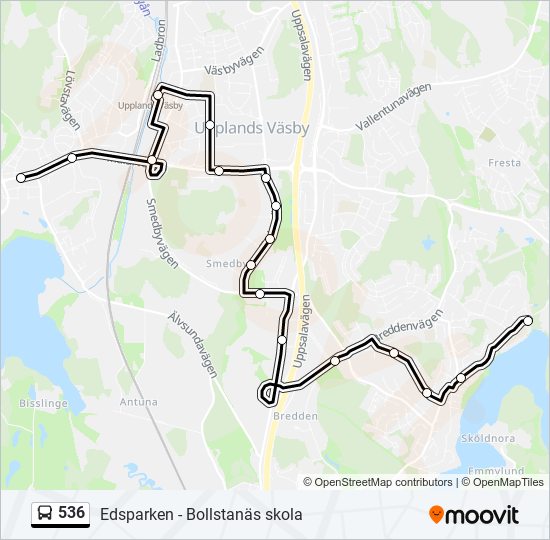 536 bus Line Map