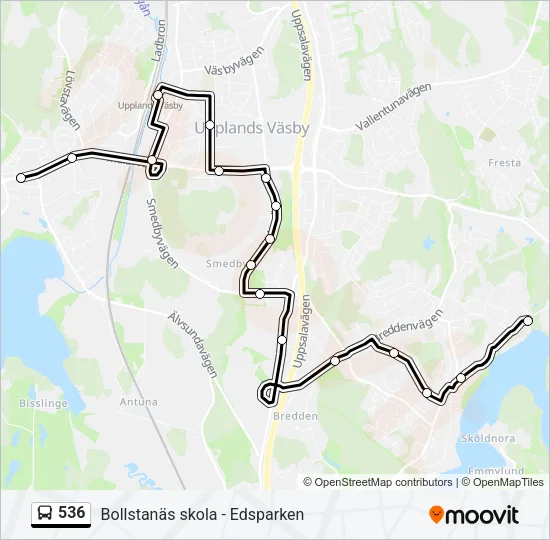 536 Bus Line Map