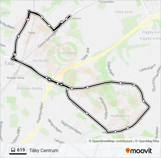 619 Bus Line Map