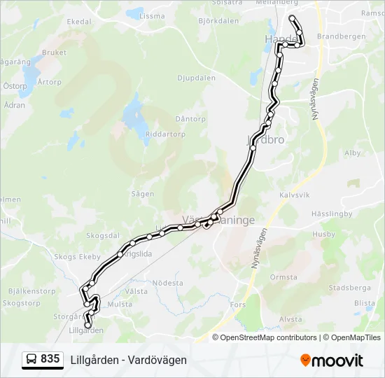 835 Bus Line Map