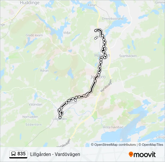 835 Bus Line Map