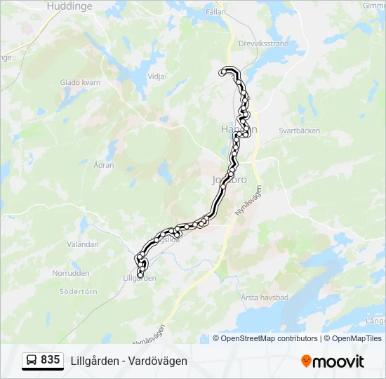 835 Bus Line Map