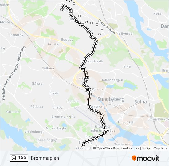 Bus 155 Route Map 155 Route: Schedules, Stops & Maps - Brommaplan (Updated)