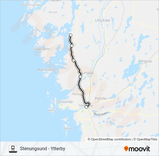 VÄSTTÅGEN Train Line Map