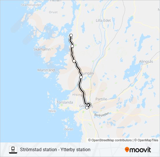 STRÖMSTAD STATION - YTTERBY STATION  Line Map