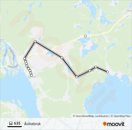 635 Bus Line Map