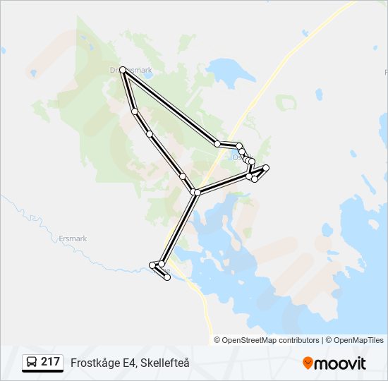 217 bus Line Map