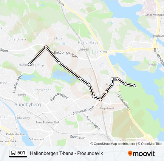 501 bus Line Map