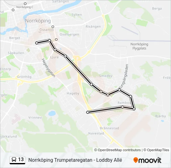 13 Bus Line Map