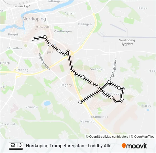 13 Bus Line Map