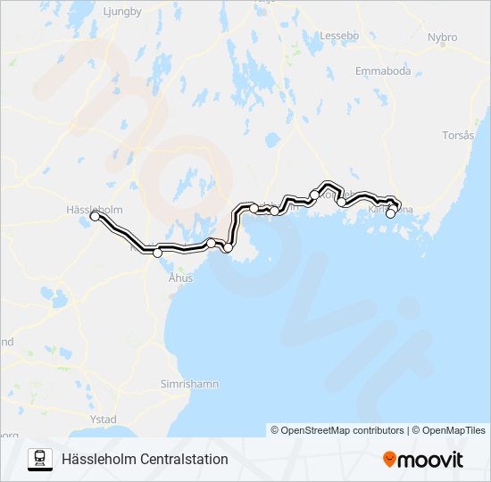 KARLSKRONA CENTRALSTATION - KÖPENHAMN ÖSTERPORT train Line Map