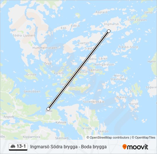 13-1 färja Linje karta