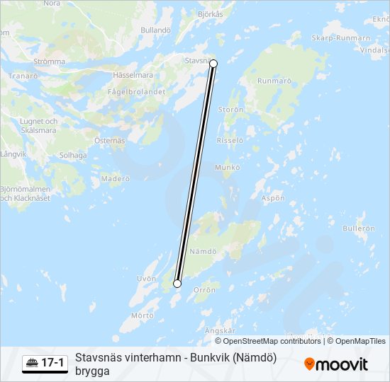 17-1 färja Linje karta