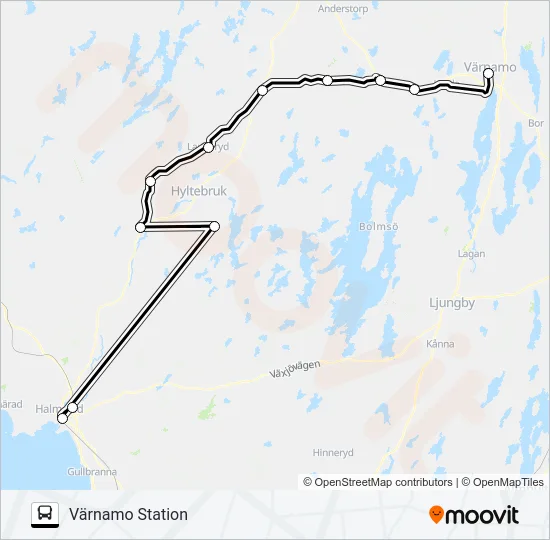 SANNARP STATION - VÄRNAMO STATION Bus Line Map