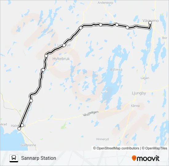 VÄRNAMO STATION - SANNARP STATION Bus Line Map