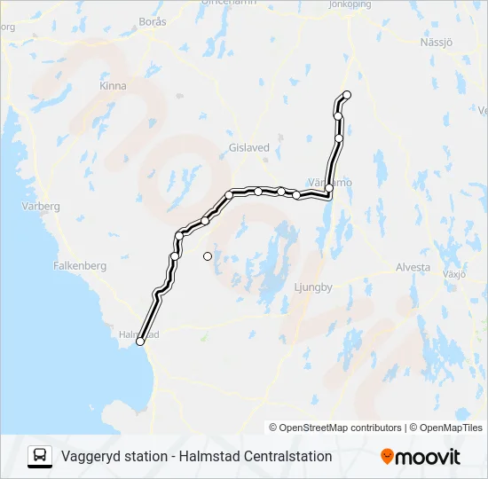 VAGGERYD STATION - HALMSTAD CENTRALSTATION  Line Map