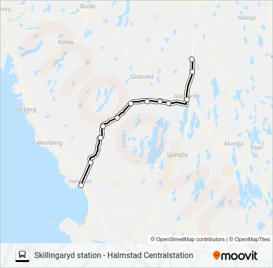 SKILLINGARYD STATION - HALMSTAD CENTRALSTATION  Line Map