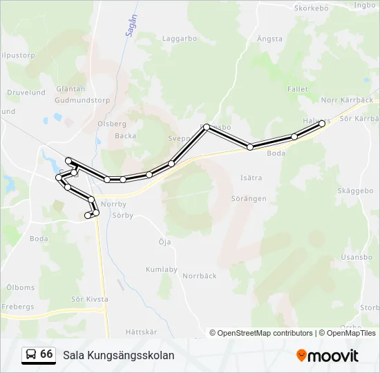 66 Bus Line Map