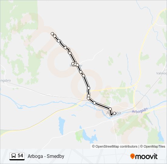 54 bus Line Map