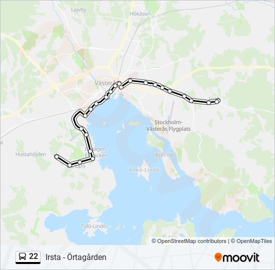 22 bus Line Map