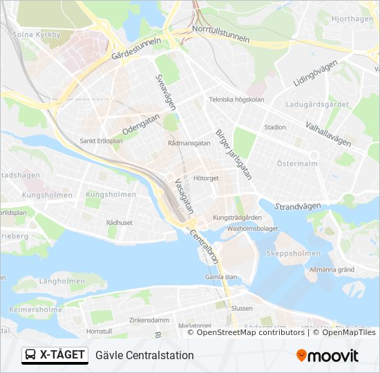 X-TÅGET bus Line Map