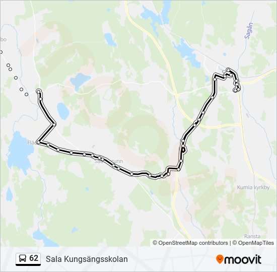 62 bus Line Map