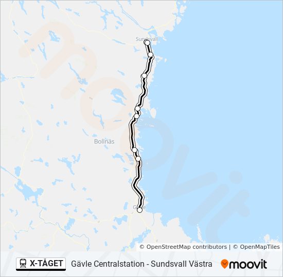 X-TÅGET train Line Map