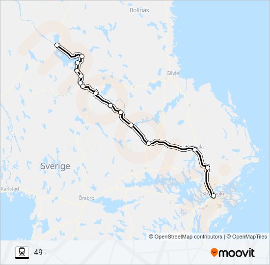 MORA STATION - STOCKHOLM CENTRALSTATION train Line Map