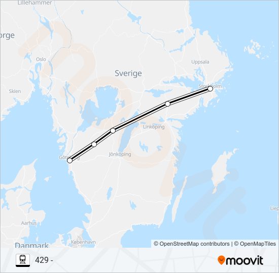 ALINGSÅS STATION - STOCKHOLM CENTRALSTATION tåg Linje karta