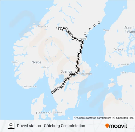 DUVED STATION - GÖTEBORG CENTRALSTATION Train Line Map