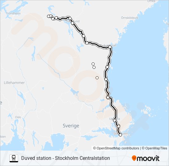 DUVED STATION - STOCKHOLM CENTRALSTATION train Line Map