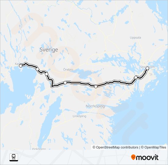 KRISTINEHAMN STATION - STOCKHOLM CENTRALSTATION train Line Map