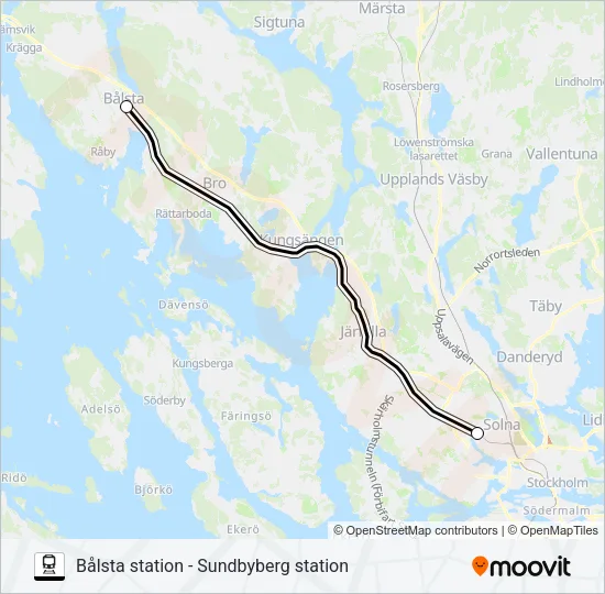 BÅLSTA STATION - SUNDBYBERG STATION Train Line Map