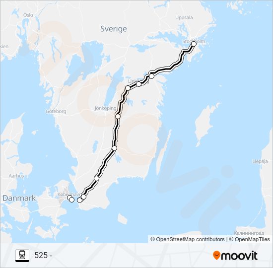 MALMÖ CENTRALSTATION - STOCKHOLM CENTRALSTATION train Line Map
