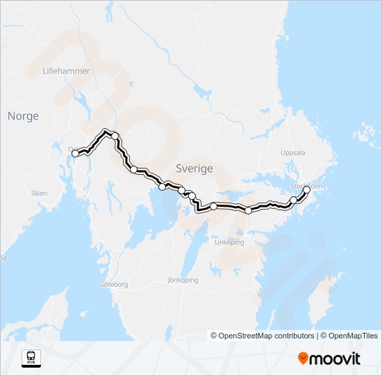 OSLO S - STOCKHOLM CENTRALSTATION Train Line Map