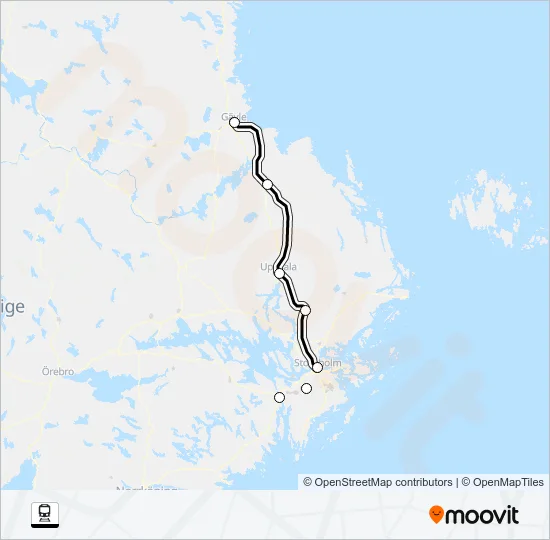 GÄVLE CENTRALSTATION - LINKÖPING CENTRALSTATION Train Line Map
