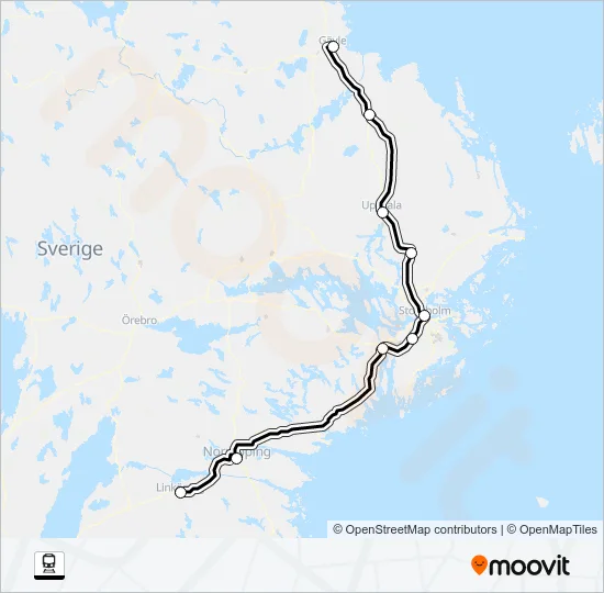 GÄVLE CENTRALSTATION - LINKÖPING CENTRALSTATION Train Line Map