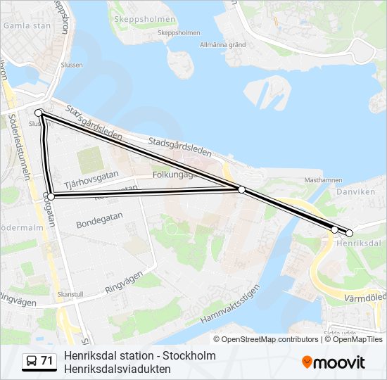 71 bus Line Map