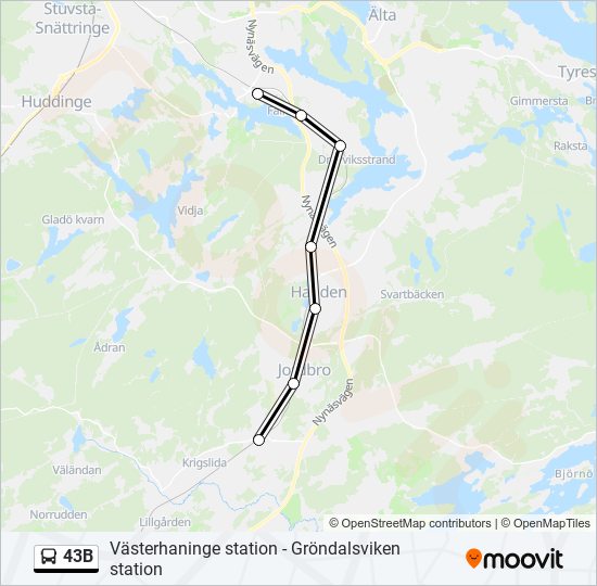 43B bus Line Map