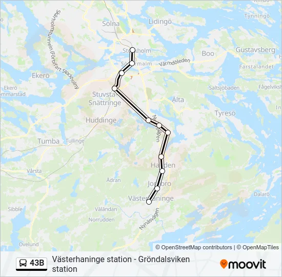 43B Bus Line Map