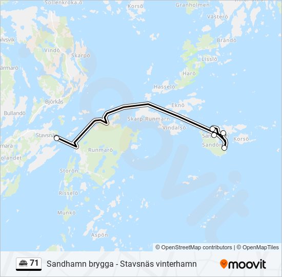 71 färja Linje karta