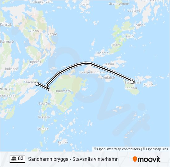 83 färja Linje karta