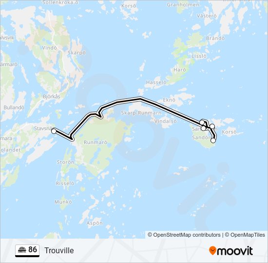 86 färja Linje karta