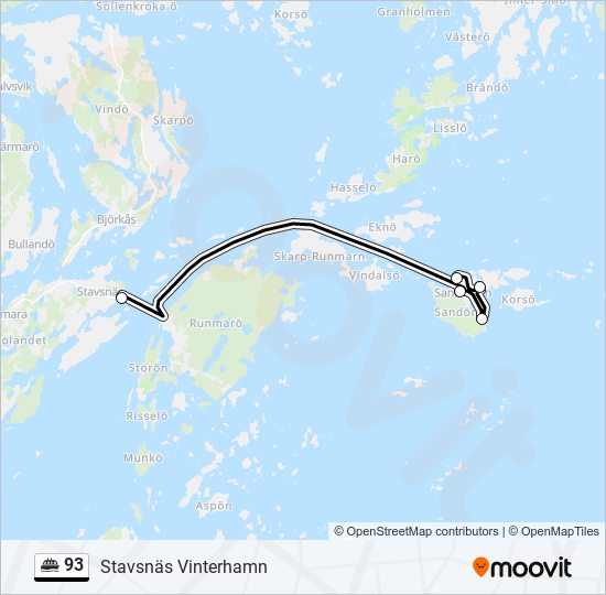 93 färja Linje karta
