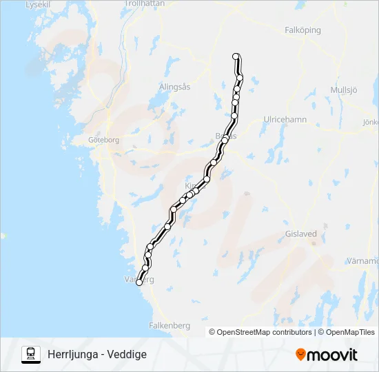 VÄSTTÅGEN Train Line Map