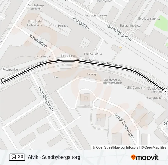 30 Bus Line Map