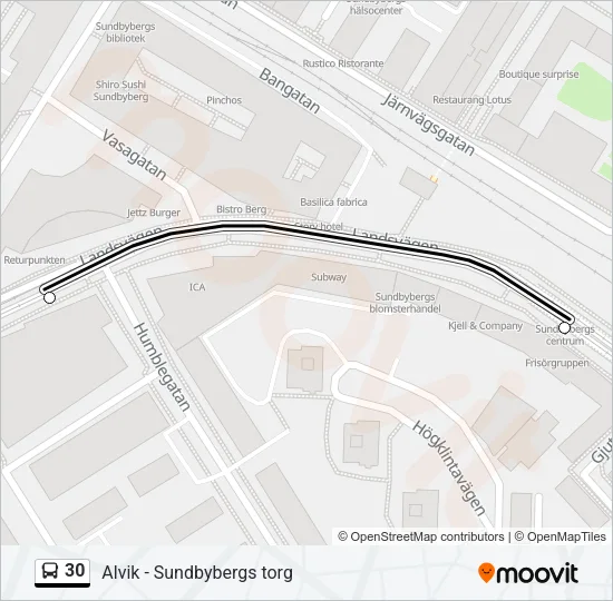 30 Bus Line Map